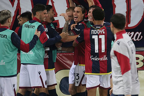 Riccardo Calafiori celebrates a goal